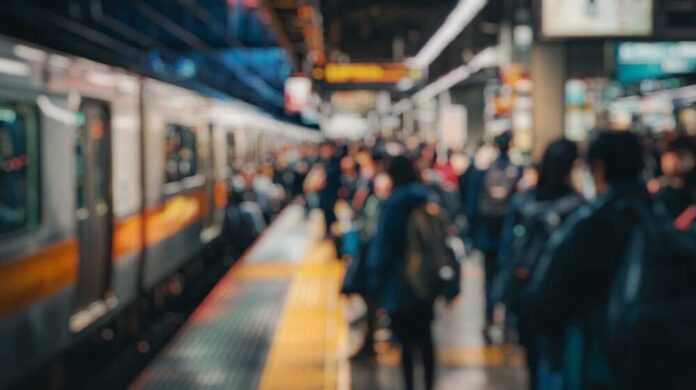 Blurred,Background,Of,A,Busy,Subway,Station,Filled,With,Commuters