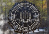FBI seal on a concrete wall outdoors