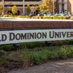Sign for Old Dominion University at the campus entrance