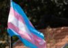 Transgender pride flag waving in the breeze