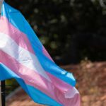 Transgender pride flag waving in the breeze