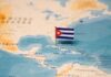 Cuba Crisis: Trump’s Bold “Takeover” Talk Stuns Map of the Caribbean with a small Cuban flag pinned on Cuba