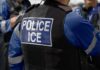 ICE to the Rescue? TSA Faces Unprecedented Crisis Close-up of a police officer's vest with 'POLICE ICE' label