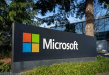 Microsoft corporate sign displayed outdoors