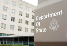 Department of State sign outside government building