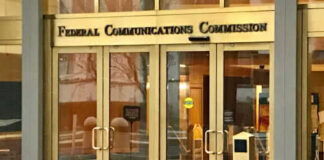 Entrance of Federal Communications Commission building door