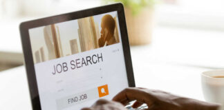 Person using a laptop for job searching