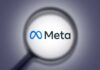 Magnifying glass focusing on the Meta logo