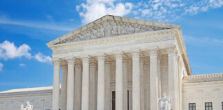 United States Supreme Court building with grand marble columns