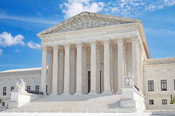 United States Supreme Court building with grand marble columns