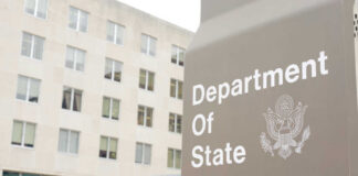 Department of State sign outside government building