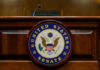 Evidence Falls Short Behind Viral Headline United States Senate emblem on wooden podium