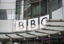 BBC building entrance with glass facade