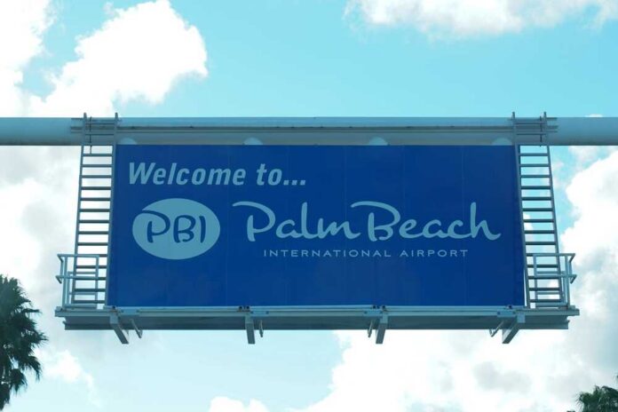Welcome sign for Palm Beach International Airport