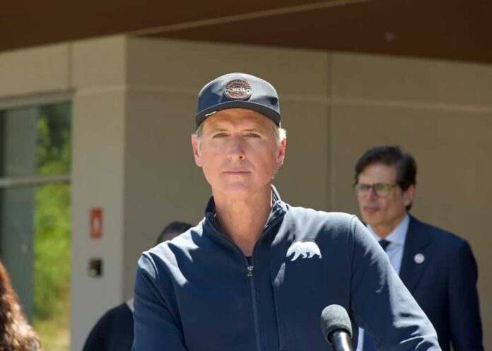 Redwood,City,,Ca,-,May,14,,2024:,Governor,Gavin,Newsom Politician speaking at a press conference outdoors