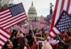 On-Air Meltdown Over Trump Pardons Crowd waving American flags near the U.S. Capitol