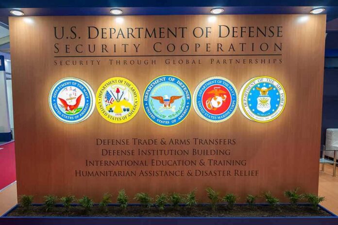 U.S. Department of Defense display wall with service seals
