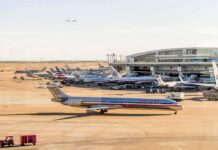 American Airlines jets at an airport terminal