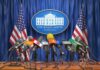 Blanche at Podium – What’s Trump Planning? Press microphones at a White House briefing podium