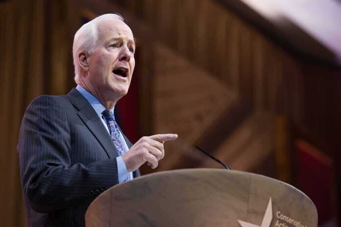 John Cornyn speaking at a podium