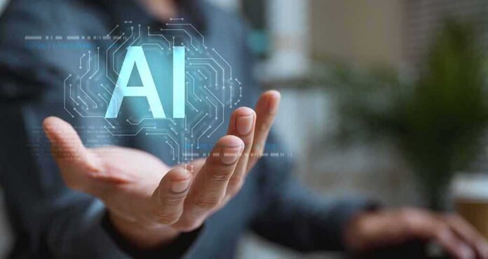 shutterstock_2600992809 Hand holding glowing AI hologram